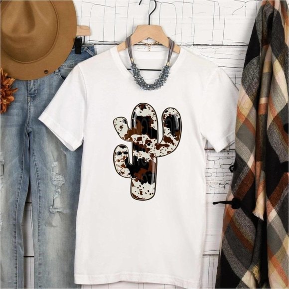 MOO MOO CACTUS Handmade Graphic Tee - Picture 2 of 2